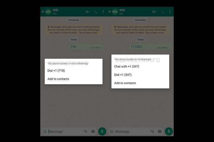 Uji fitur cepat kirim pesan WhatsApp ke kontak yang belum disimpan