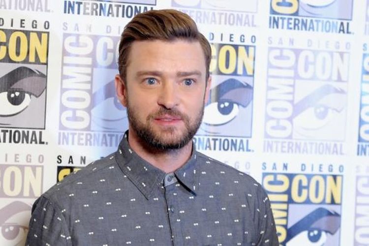 Aktor sekaligus penyanyi Justin Timberlake menghadiri konferensi pers DreamWorks Animation pada ajang Comic-Con International 2016 di Hilton Bayfront, San Diego, Kamis (21/7/2016).