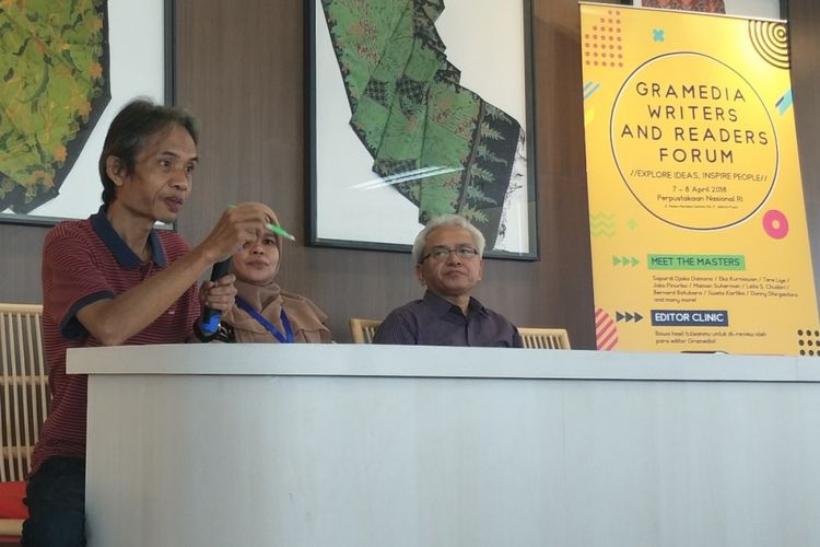Jumpa pers Gramedia Writers and Readers Forum (GWRF) 2018 di Gedung Perpustakaan Nasional RI, Jalan Medan Merdeka Selatan, Jakarta Pusat, Jumat (6/4/2018).