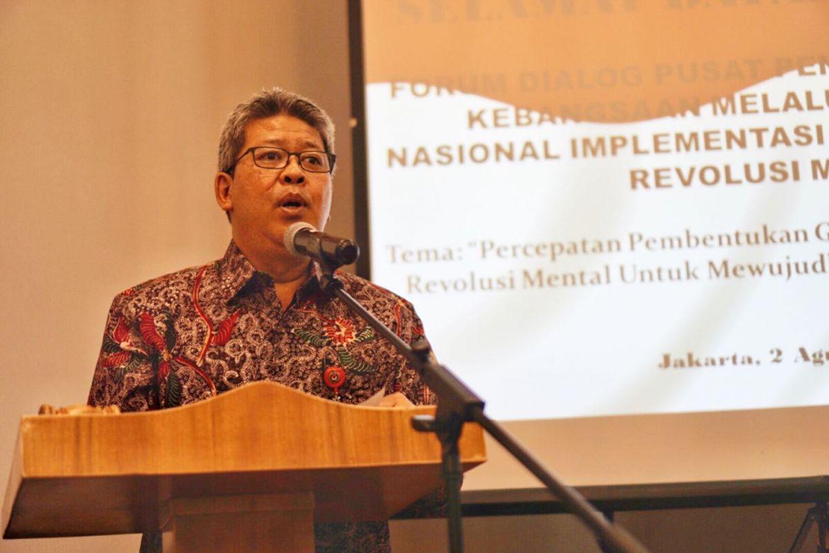 Rapat kerja nasional implementasi Gerakan Nasional Revolusi Mental di Jakarta, Kamis (2/8/2018)