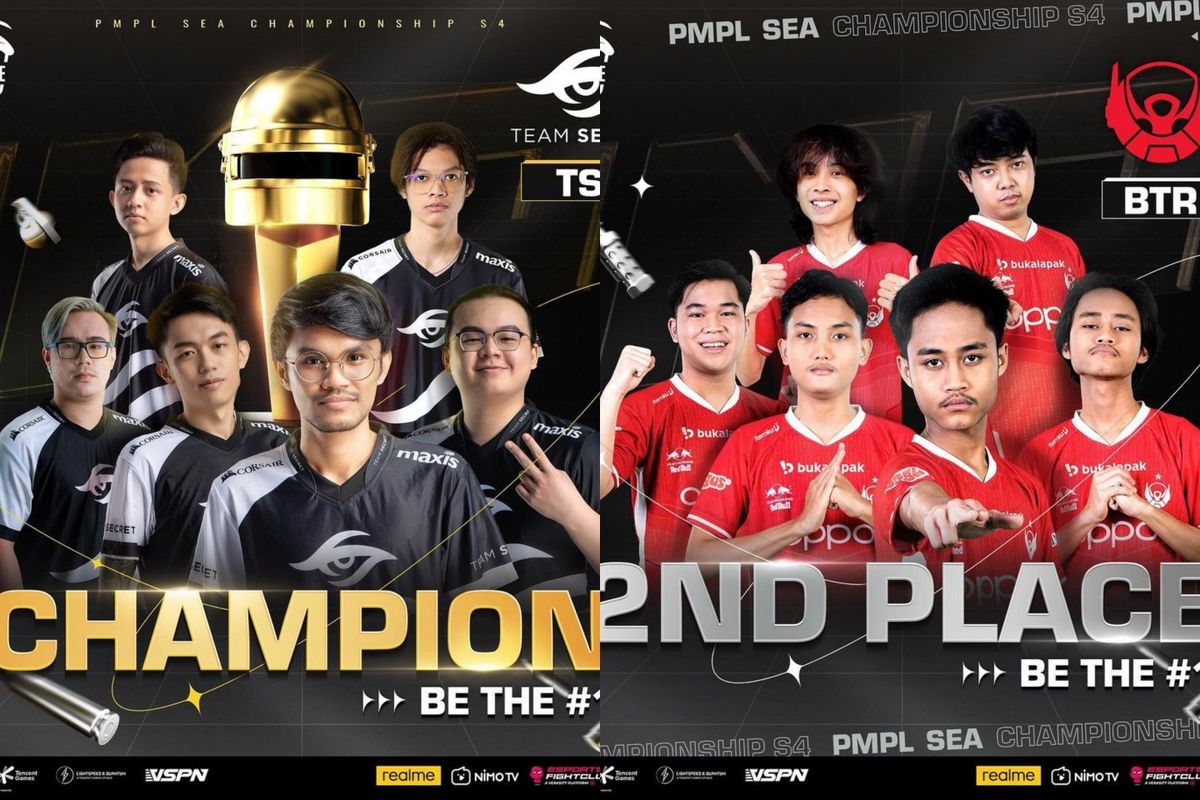 Juara dan runner-up PMPL SEA Season 4, Team Secret dan Bigetron Red Aliens.