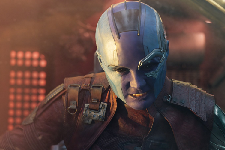 Karen Gillan berperan sebagai Nebula dalam Guardians of the Galaxy Vol. 2 (2017).