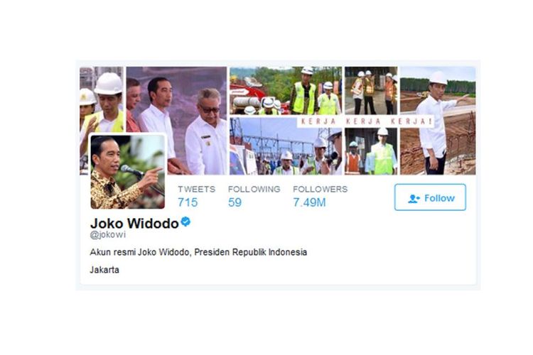 Akun Twitter Presiden Joko Widodo, @jokowi