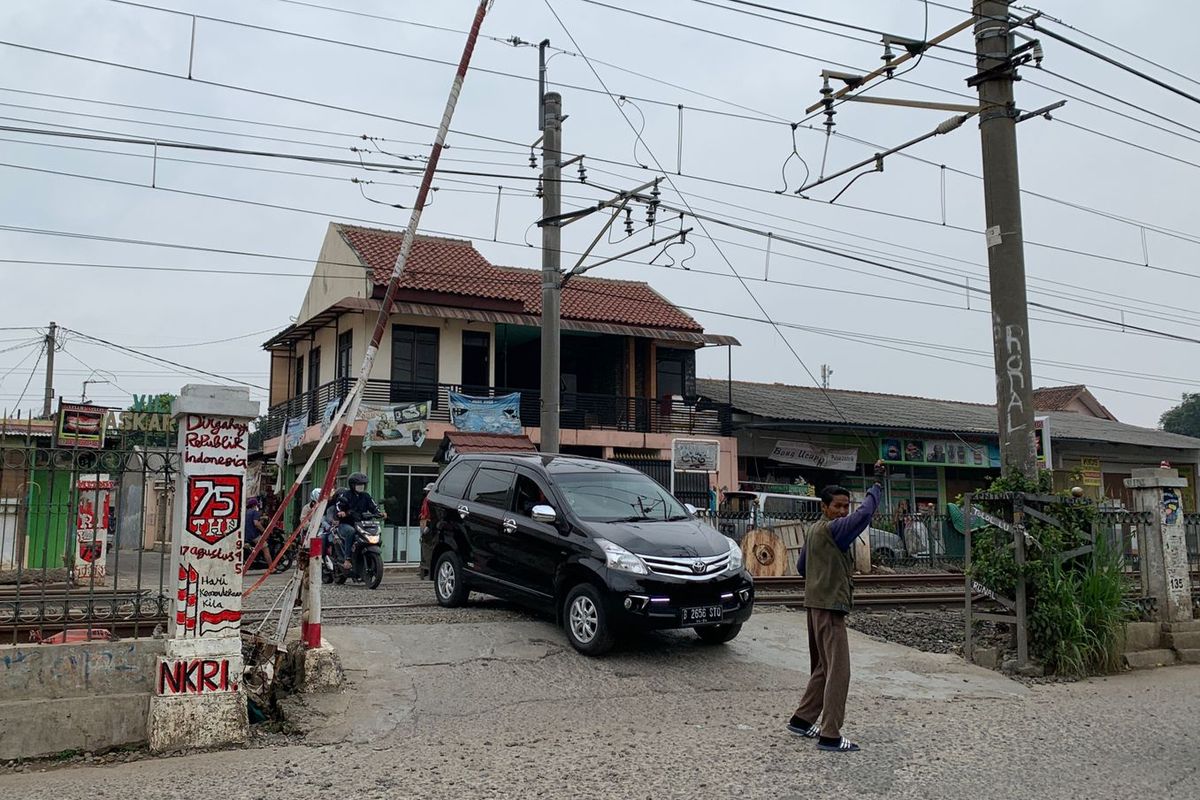 Ilustrasi perlintasan kereta di Jalan Laskar, Citayam, Depok.