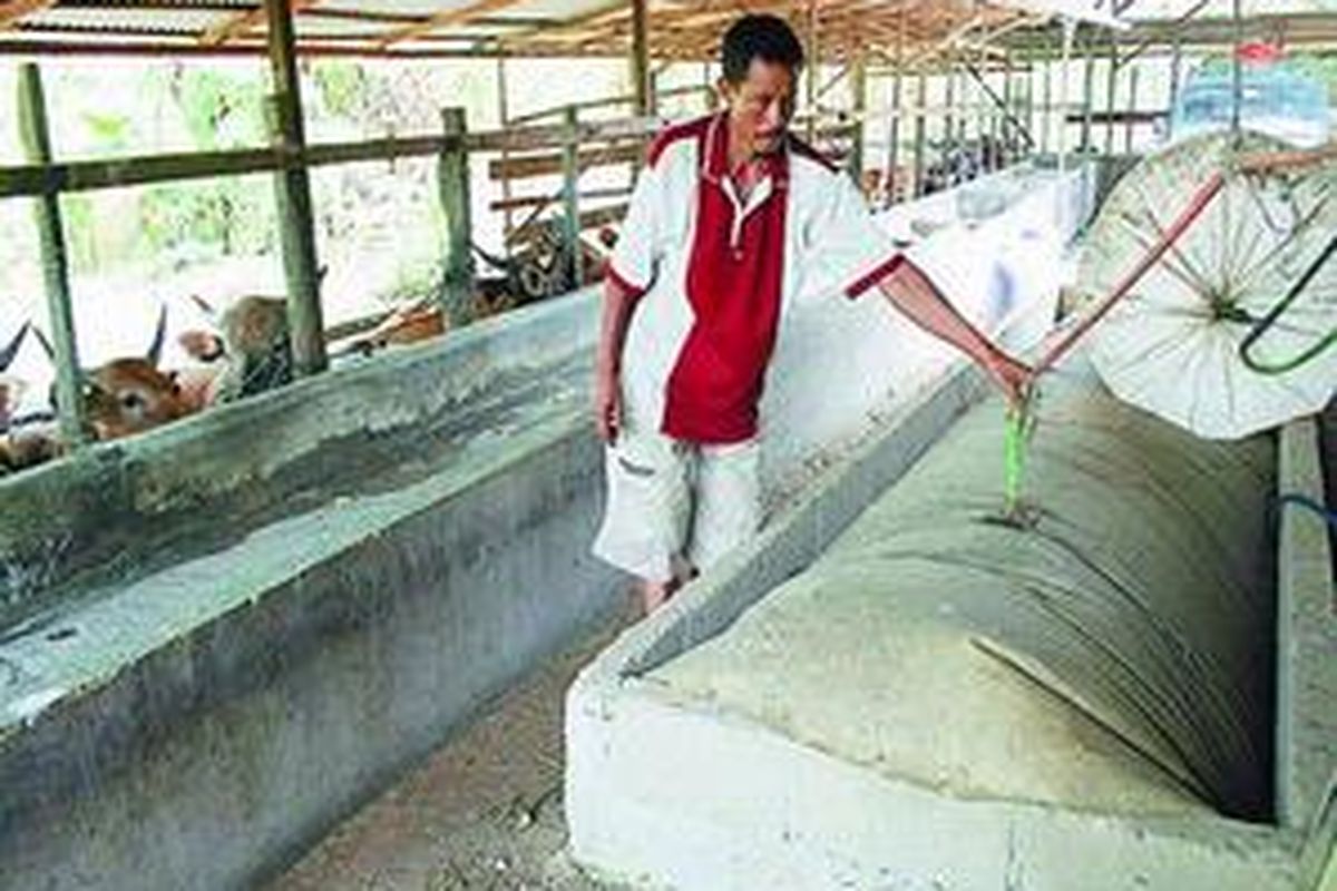 Reaktor biogas milik Iskak, warga Jalan Pondok Empat, Kelurahan Loktabat Utara, Banjarbaru, Kalimantan Selatan. Dengan biogas dari kotoran sapi ternaknya itulah ribuan kepala keluarga di Indonesia memanfaatkan energi alternatif.  