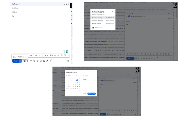 Ilustrasi cara jadwal kirim email di gmail