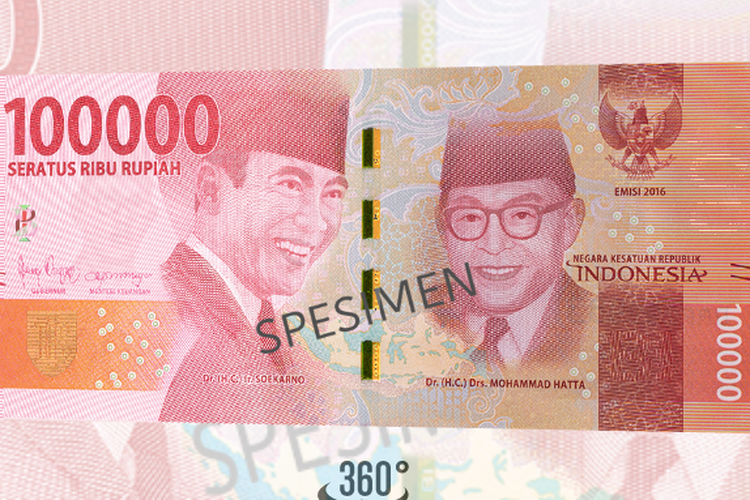 Gambar pahlawan di lembaran uang rupiah Rp 100.000 adalah Soekarno - Hatta