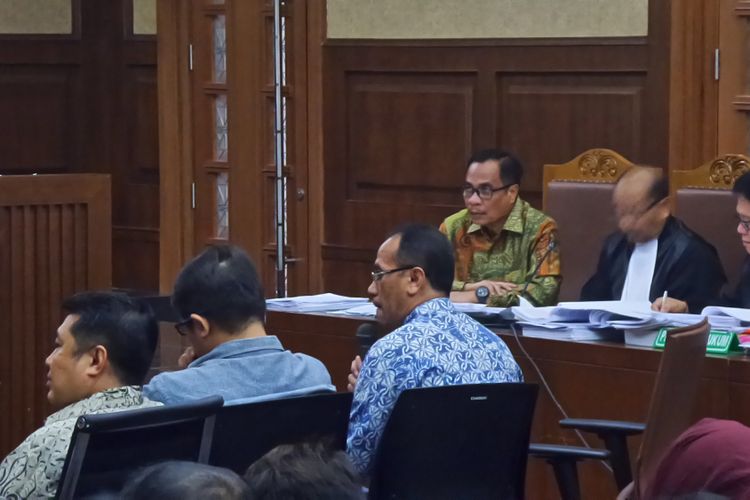 Ketua Panitia Lelang Proyek e-KTP Drajat Wisnu Setyawan bersaksi di Pengadilan Tipikor Jakarta, Kamis (20/4/2017).