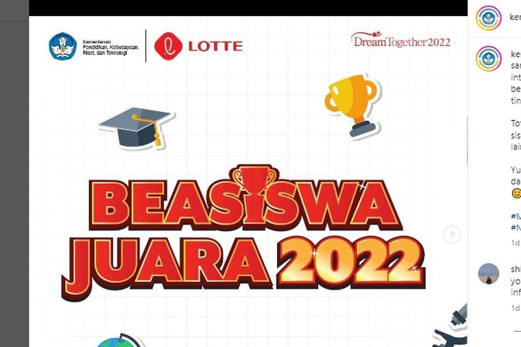 Beasiswa Juara 2022 dari Kemndikbudristek dan Lotte Indonesi
