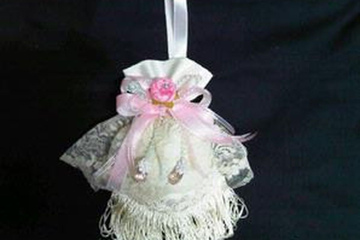 Suvenir seperti pouch untuk pembelian 300 buah harganya Rp 20.000.