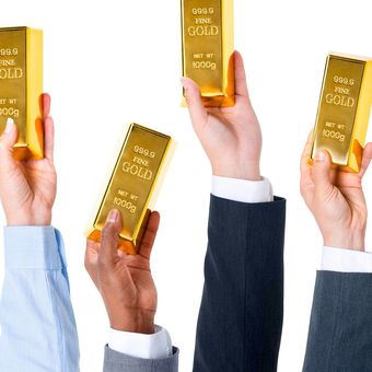 Ilustrasi emas, emas batangan.