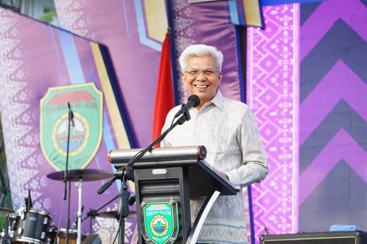 Wakil Gubernur Sumatera Selatan (Sumsel) Mawardi Yahya dalam acara penutupan Sriwijaya Expo 2023 yang digelar dalam rangka peringatan Hari Jadi Sumsel ke-77 Tahun 2023 di Pelataran Dining Hall Jakabaring Sport City (JBC), Minggu (28/5/2023).
