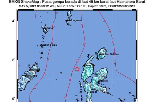 Gempa Hari Ini: M 5,7 Guncang Halmahera, Terasa di Manado dan Ternate