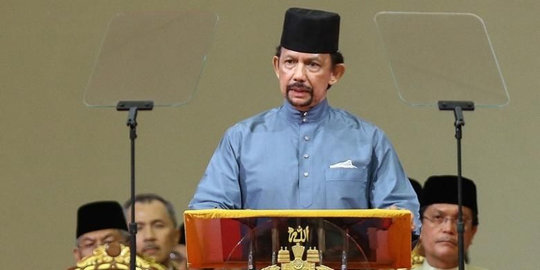 Sultan Brunei, Hassanal Bolkiah saat mengumumkan berlakunya Syariah Islam di negeri kaya minyak itu, Rabu (30/4/2014).