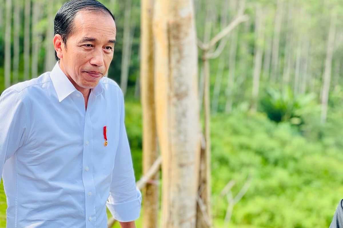 Presiden Joko Widodo di Titik Nol Ibu Kota Nusantara, Kabupaten Penajam Paser Utara, Provinsi Kalimantan Timur, Rabu (22/6/2022).