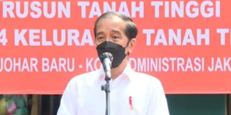 Indonesia's President Joko Widodo speaks during a press conference after visiting a vaccination center in Tanah Tinggi low-cost apartment in Central Jakarta on Monday, June 14, 2021. 