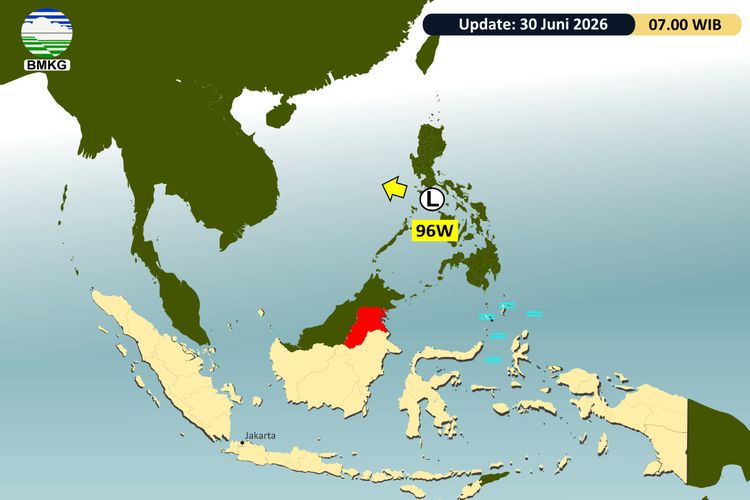 Bibit Siklon Tropis 96W Terbentuk di Utara Sulawesi Utara