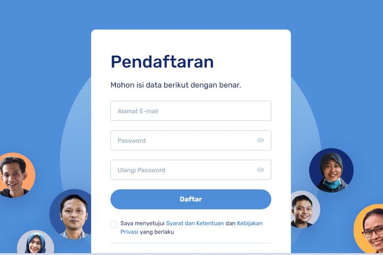 tangkapan layar laman pendaftaran Kartu Prakerja.