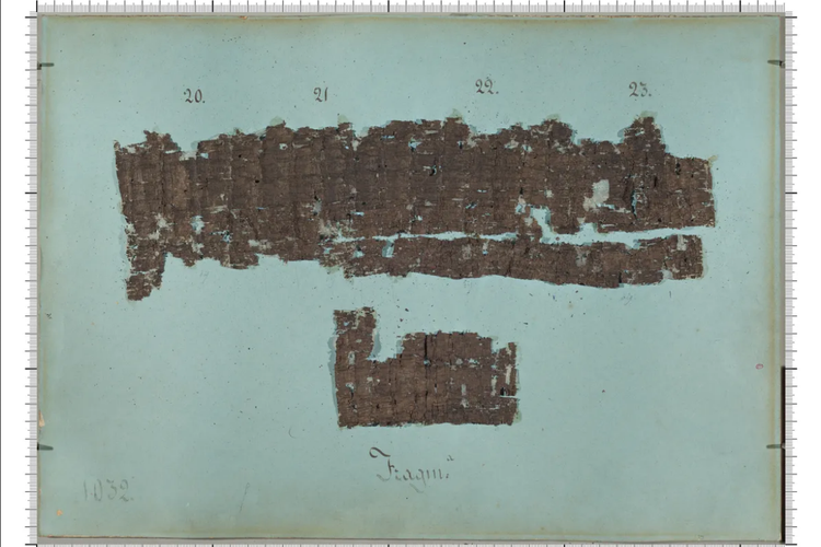 Sisa-sisa papirus yang berisi informasi mengenai tempat pemakaman Plato

