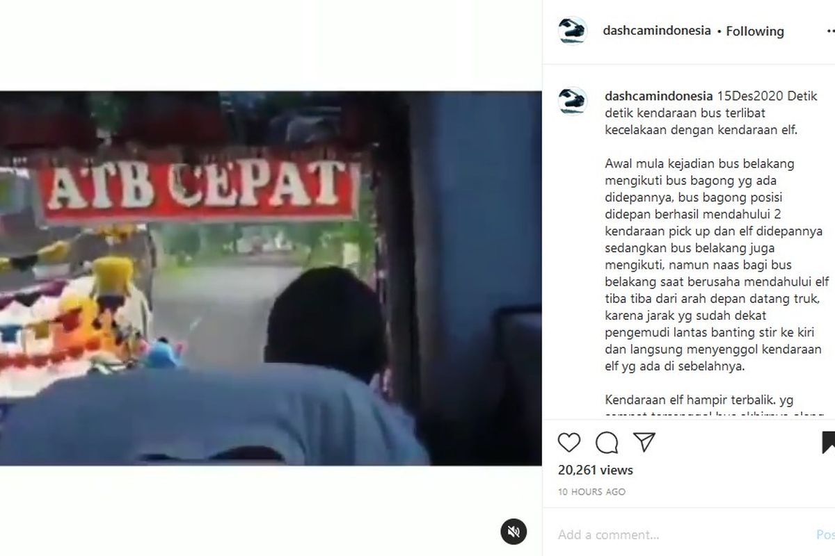 Potongan video bus gagal menyalip