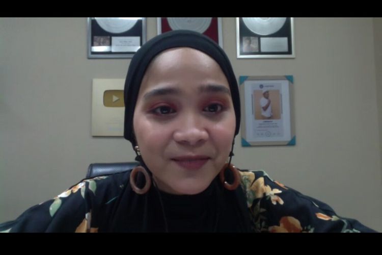 Penyanyi Agseisa Galuh dalam konferensi pers virtual singel Pinjam Peluk, Selasa (27/10/2020)