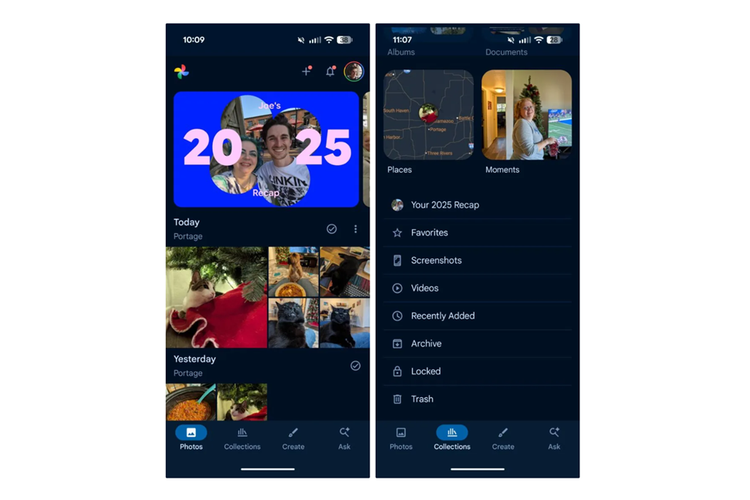 Tampilan fitur Google Photos Recap 2025