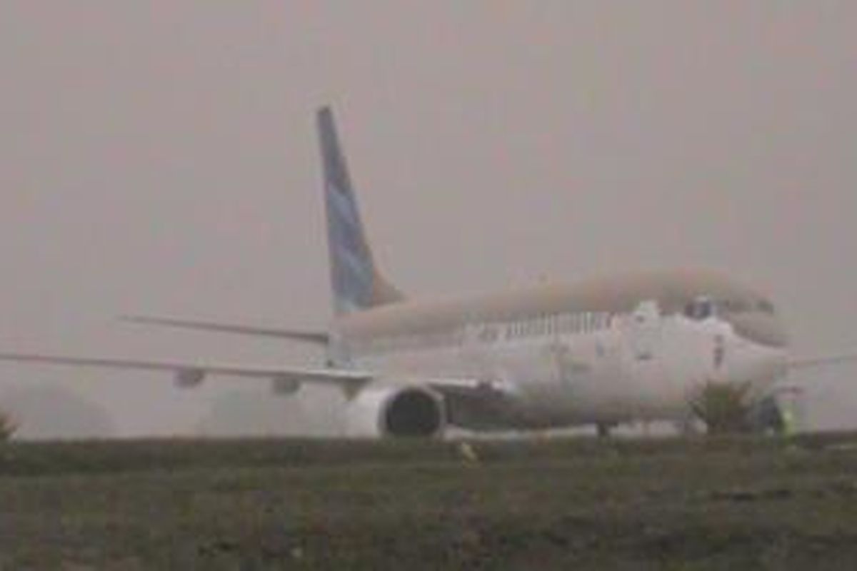 Kondisi pesawat di Bandara Adisumarmo, Surakarta, Jumat (14/2/2014).