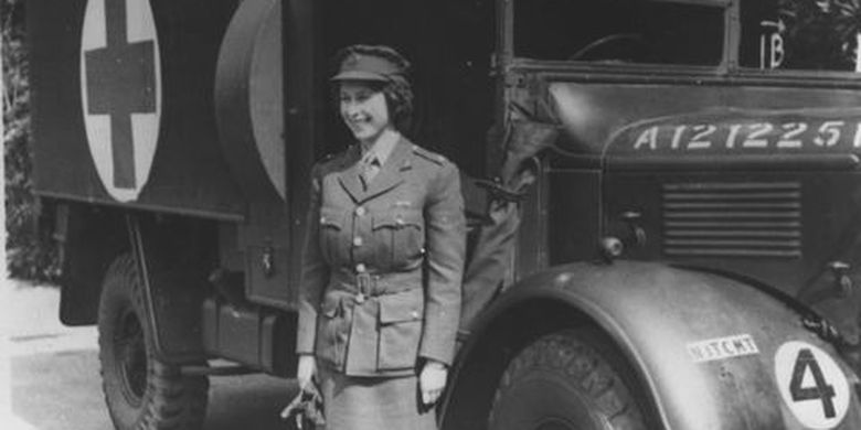 Queen Elizabeth II during the World War II. 