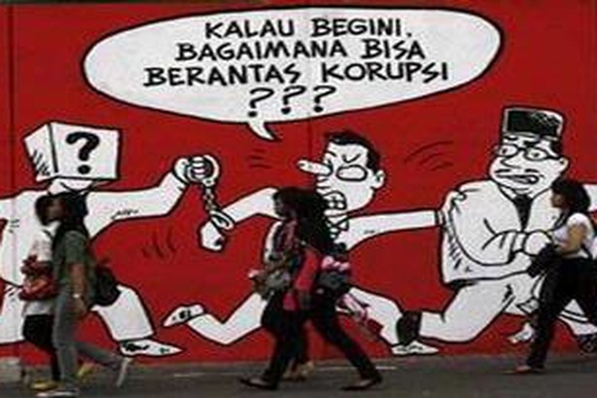 Antigraft mural in Menteng, Central Jakarta Pusat