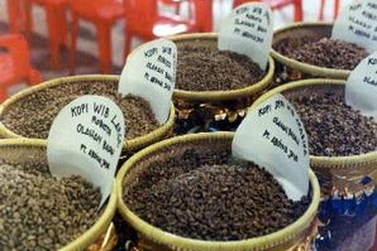 Jenis kopi Robusta dan Arabika Lampung hasil olahan basah oleh PT Arabika Jaya yang siap diekspor. 
