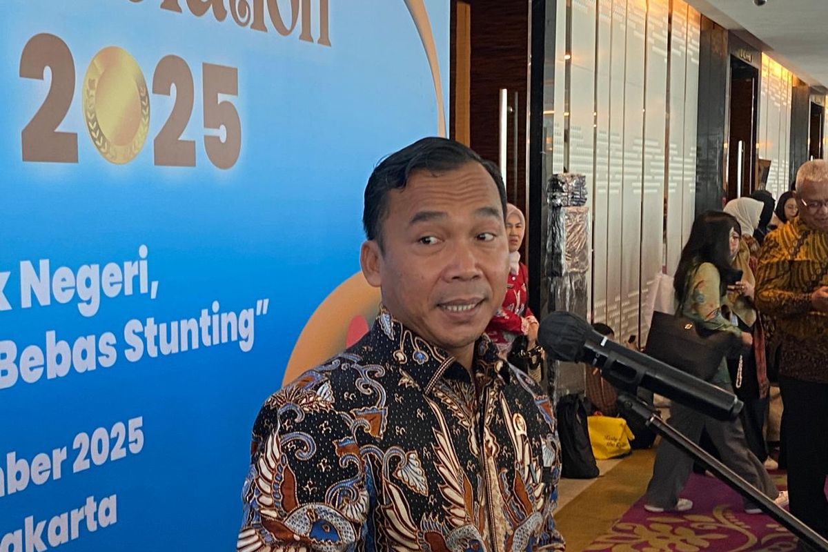 Menteri Kependudukan dan Pembangunan Keluarga, Wihaji, menjelaskan soal stunting, di Jakarta Selatan, Rabu (10/12/2025). 
