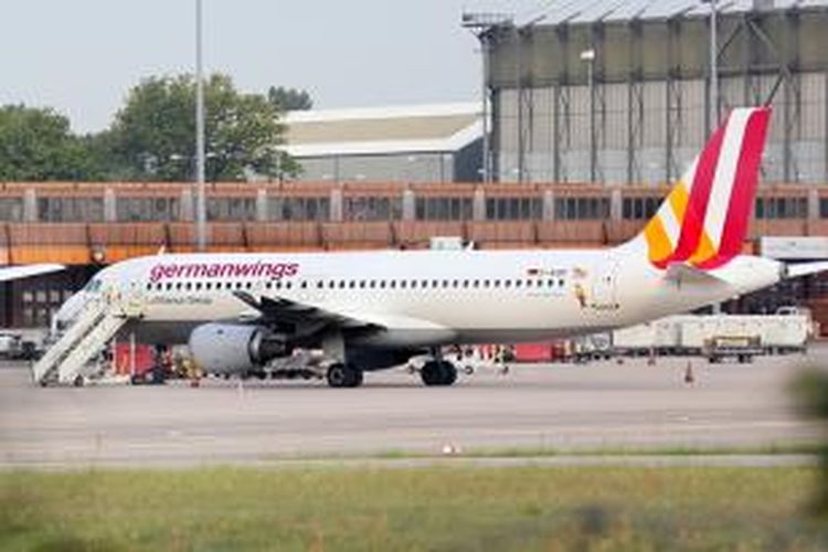 Salah satu Airbus A320 milik maskapai Germanwings di bandara Tegel, Berlin.