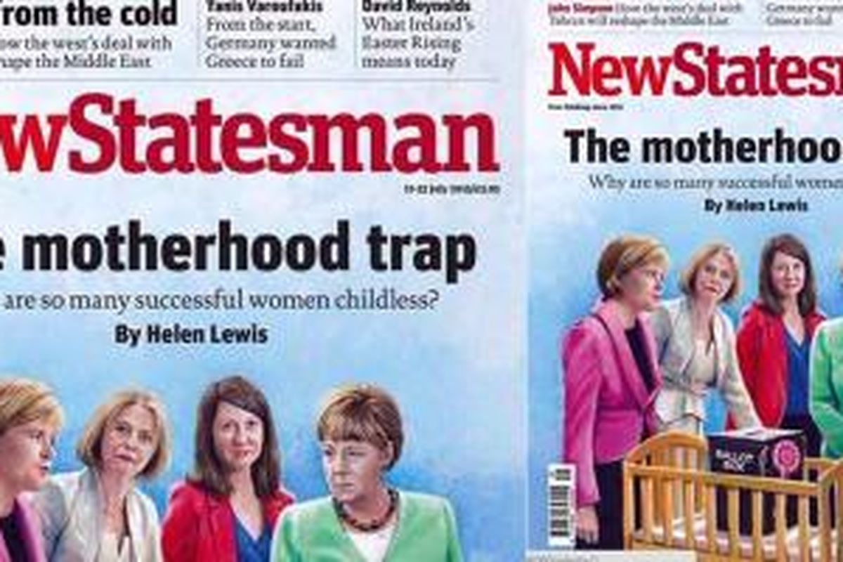Majalah News Statesman yang menampilkan ilustrasi wajah politisi wanita di dunia: Nicola Sturgeon dari the Scottish National Party, Angela Merkel selaku Kanselor Jerman, anggota parlemen Inggris, Theresa May, dan Liz Kendall seorang politisi asal Inggris. 