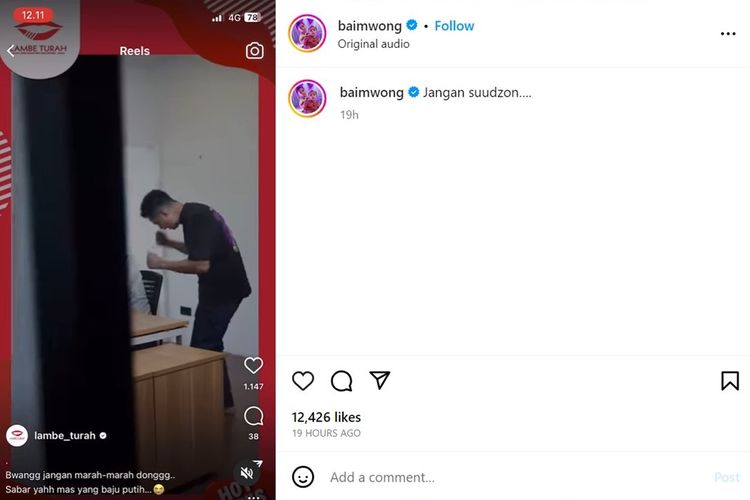 Baim Wong memberi penjelasan terhadap potongan video yang diunggah akun Instagram @lambe_turah.