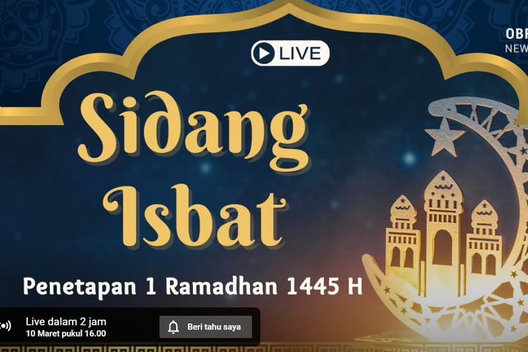 Link live streaming sidang isbat penetapan 1 Ramadhan 2024.
