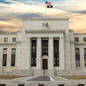 Ilustrasi gedung bank sentral Amerika Serikat (AS) Federal Reserve. 