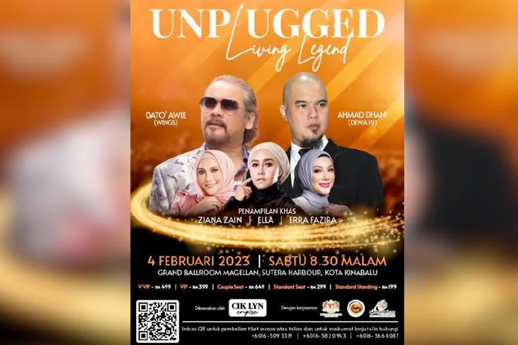 Wujud poster yang memuat sosok Ahmad Dhani dalam agenda konser di Malaysia. Polisi Malaysia belum lama ini dilaporkan menangkap seorang perempuan lokal yang diduga terlibat dalam kasus penipuan konser dengan bintang tamu beberapa penyanyi populer ?Negeri Jiran? dan penyanyi Indonesia Ahmad Dhani.