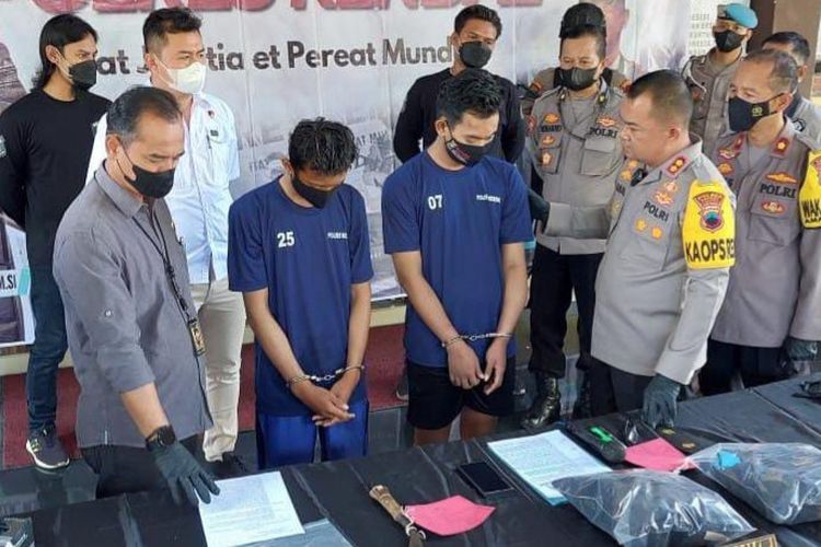 Polres Kendal saat melaksanakan konferensi pers. KOMPAS.COM/SLAMET PRIYATIN