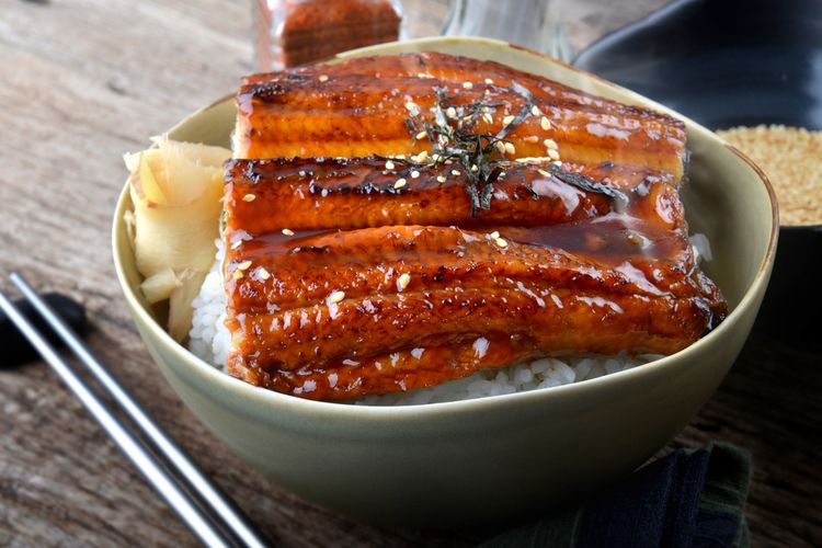 Unagi donburi, sajian belut bakar khas Jepang. 