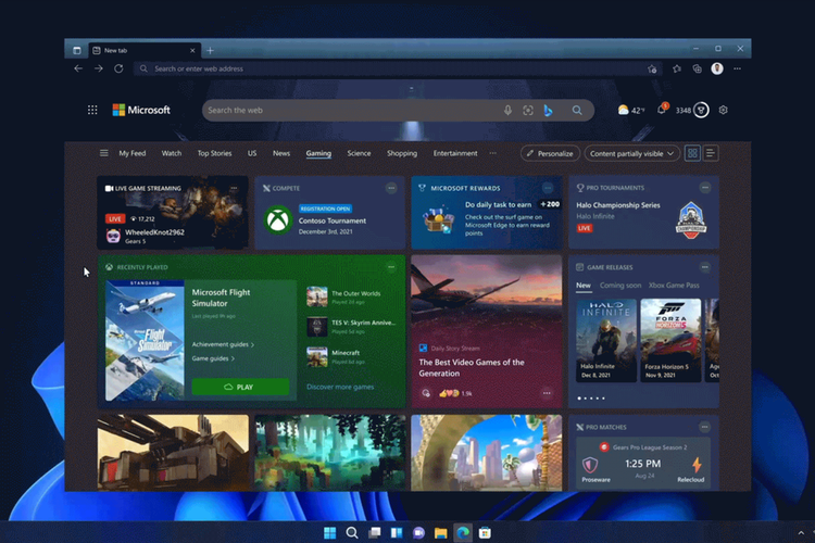 Ilustrasi tampilan fitur Xbox Gaming di browser Microsoft Edge