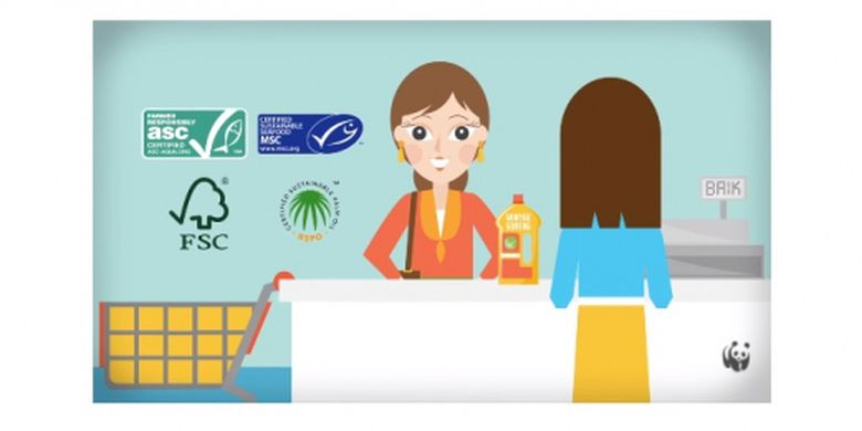 Cuplikan video ilustrasi imbauan pada konsumen untuk membeli produk yang baik dan ramah pada lingkungan.