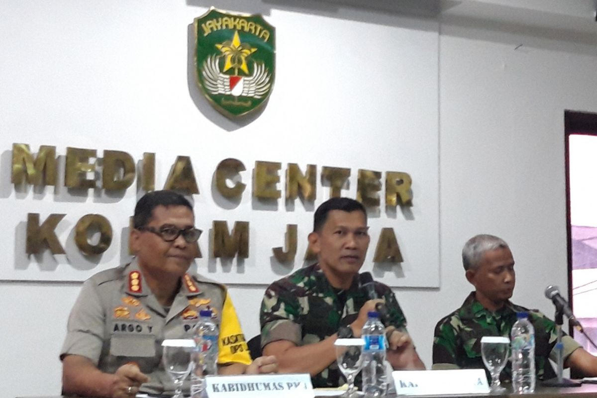 Konferensi pers penembakan TNI AD Letkol cpm Dono Kuspriyanto, di Kodam Jaya, Cawang, Jakarta Timur