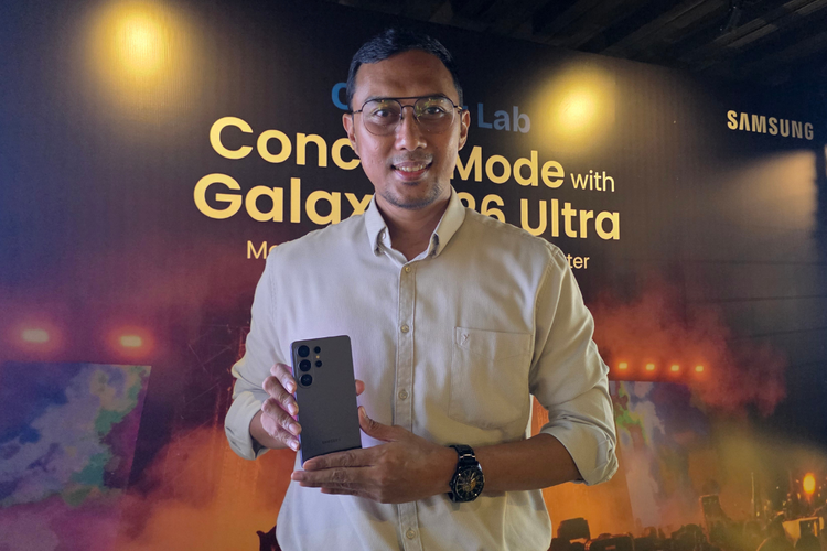 Satria, peserta workshop Creator Lab Concert Mode with Samsung Galaxy S26 Ultra yang digelar KompasTekno bersama Samsung di Jakarta, Selasa (7/4/2026).