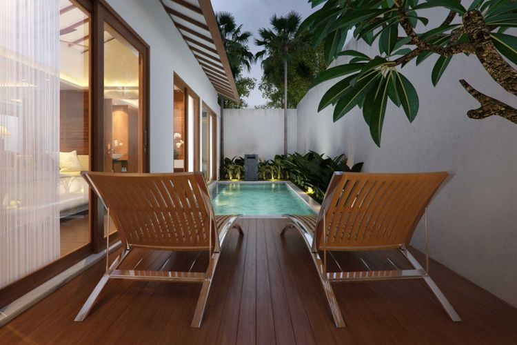 Desain kolam renang Asuri Villa di Bali karya Made Dharmendra Architect 