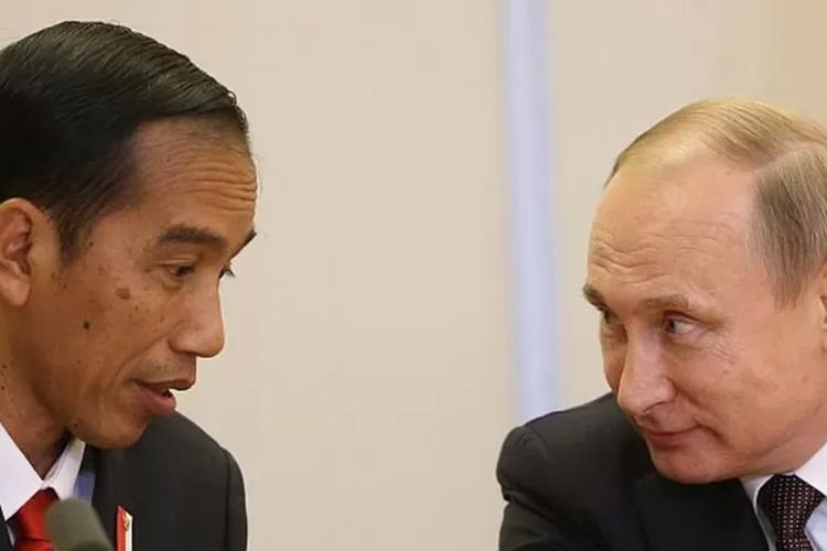 A file photo of Indonesia's President Joko Widodo and his Russian counterpart Vladimir Putin dated May 18, 2016.  