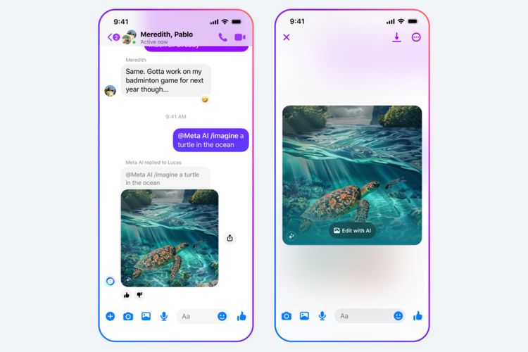 Ilustrasi pengguna bisa menggunakan Imagine Me Meta AI di chat.