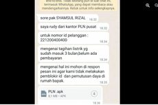 Viral, Unggahan Penipuan Bermodus Tagihan Listrik PLN dan Kirim File APK via WA