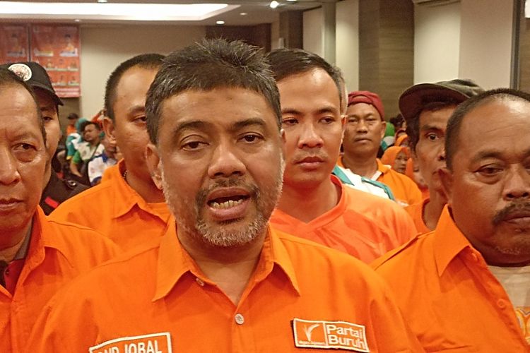 Presiden Partai Buruh Said Iqbal saat kunjungan di Hotel Candi Indah, Kota Semarang, Jateng.