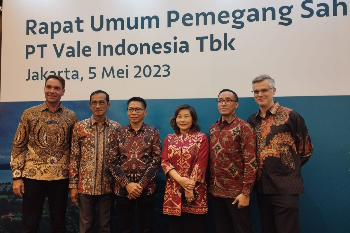 Direksi PT Vale Indonesia Tbk (INCO) dalam Rapat Umum Pemegang Saham Tahunan (RUPST), Jumat (5/5/2023).