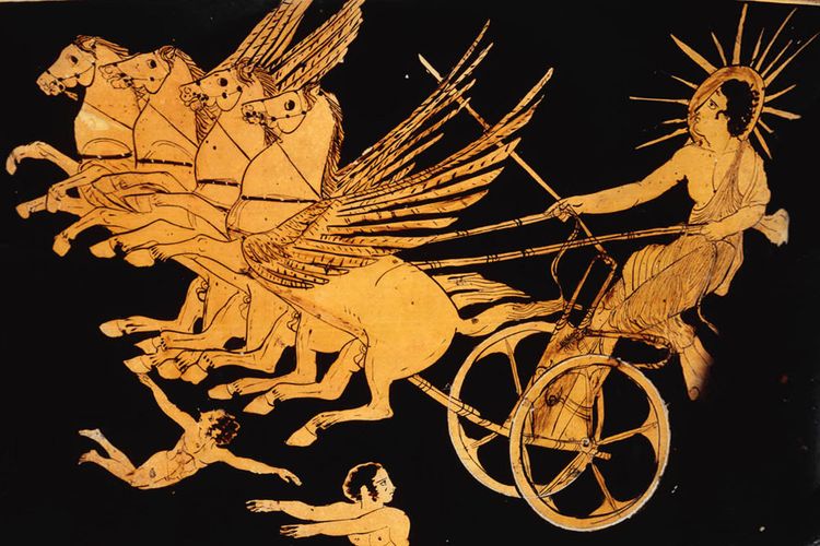Penggambaran Dewa Helios dalam mitologi Yunani.